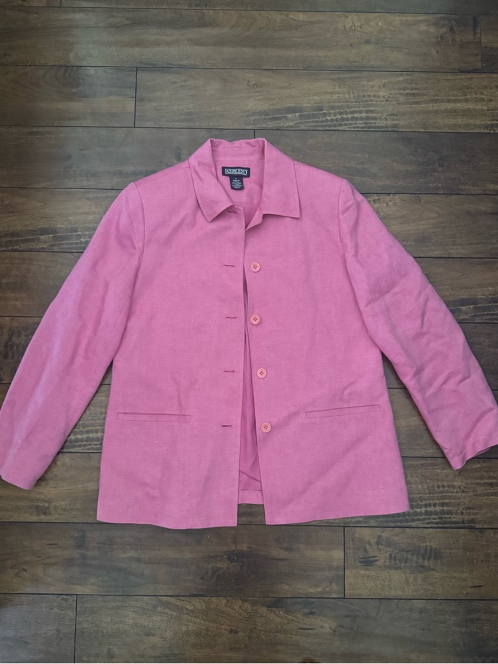 Lands' End Pink Button-Front Jacket